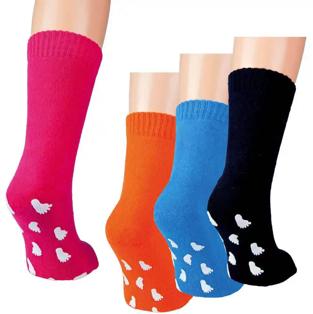 2 Paar Thermo ABS Socken Kinder Mädchen Junge Vollfrottee 4 Farben Größe 19-42