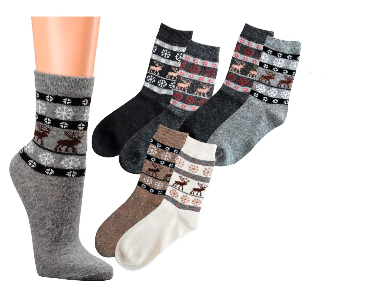 2 o 4 pares de calcetines calentitos con lana de alpaca y viscosa diseño escandinavo