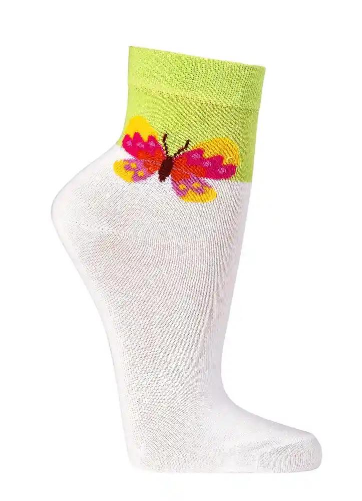 2 o 4 pares de calcetines cortos de algodón con motivo de mariposas de colores