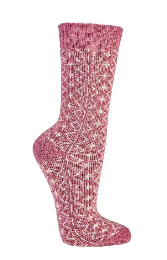 2 Paar Socken mit Merino und Alpaka Wolle für Damen Herren mit Folklore Motiv