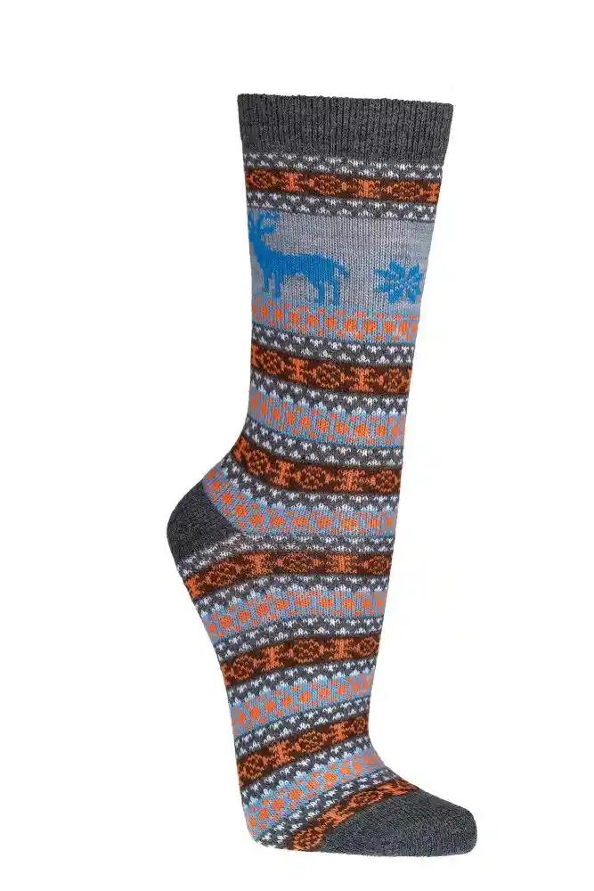 3 oder 6 Paar bunte Norweger Socken mit Elch-Motiv und traditionellem skandinavischem Muster in Grau, Blau, Orange und Braun, warme Wollsocken im Hygge-Stil für gemütliche Winterstunden