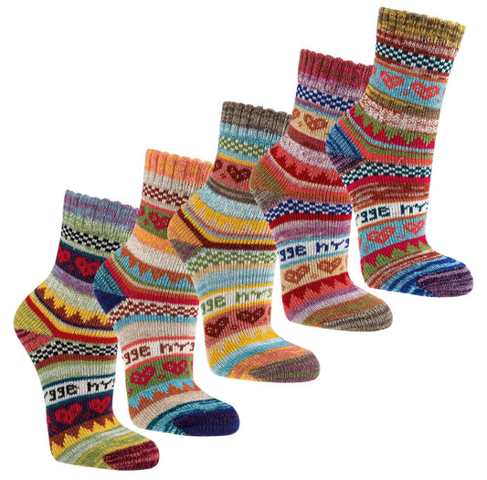 3 o 6 pares de calcetines noruegos de colores con un bonito estampado hygge, fabricados con 90% algodón