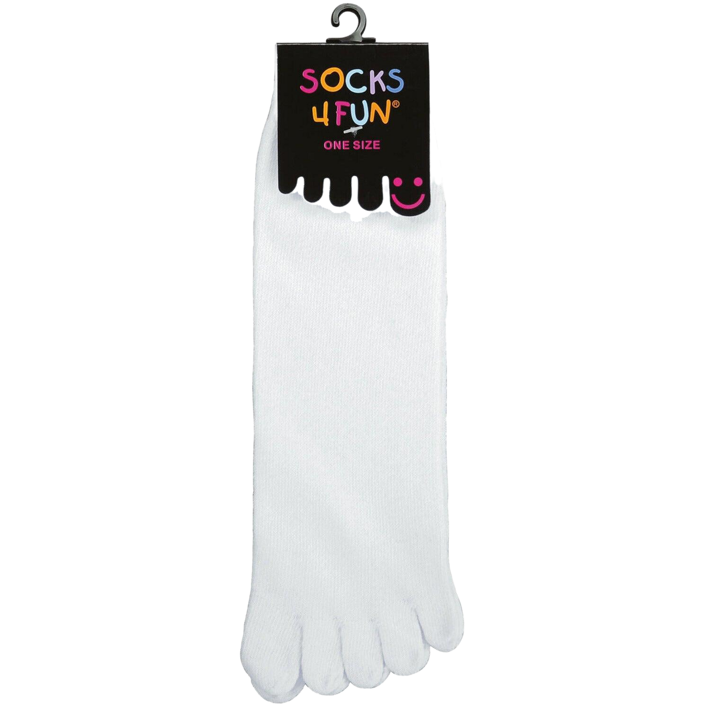 Das Bild zeigt die Zehensocke in der Farbe Weiß im ganzen mit Etikett das Material ist dünn ausgebildet und perfekt für den Sommer.