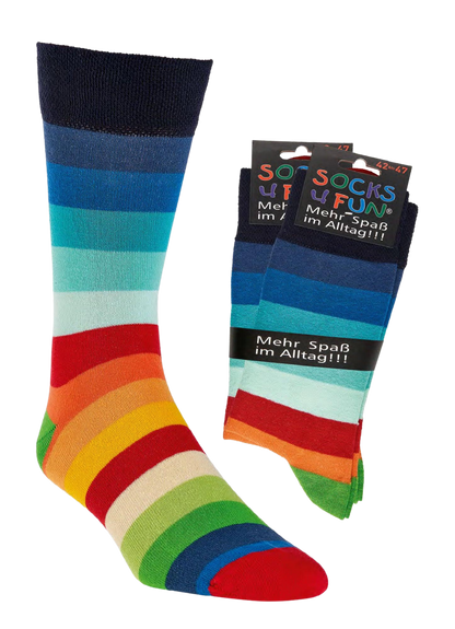 Das Bild zeigt die Regenbogensocken im kompletten in leuchtend krellen Farben und im Bündel. Die Socken sind bestens für alle geeignet die es bunt mögen. -  - #tag1# - #tag3# - #tag4# -  - #foot-art# -  - #foot-art#