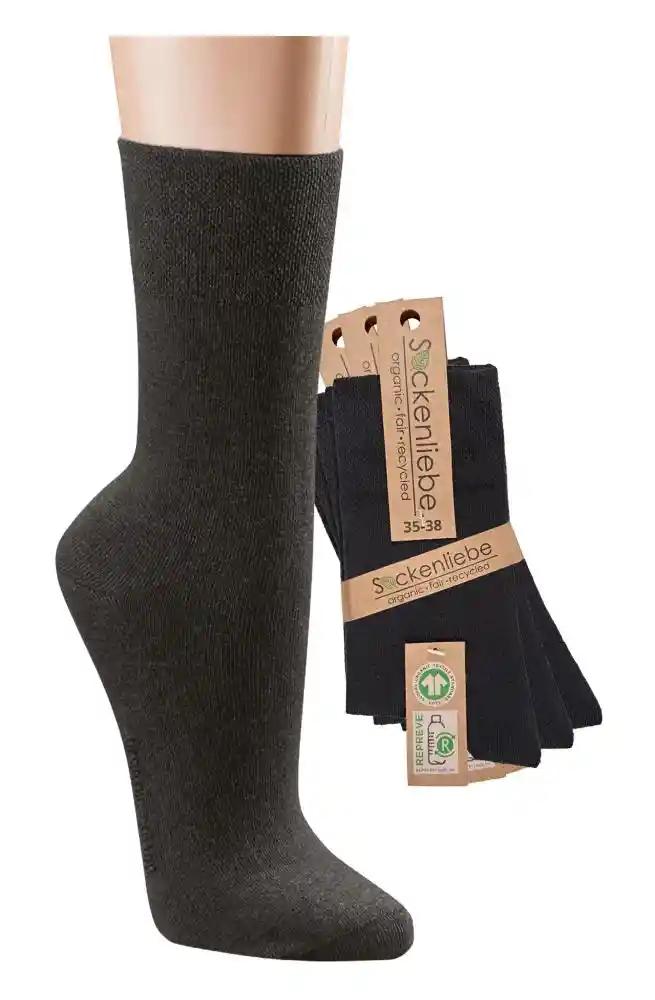 3 oder 6 Paar schwarze Socken mit 78% Biobaumwolle und recycelten PET Flaschen