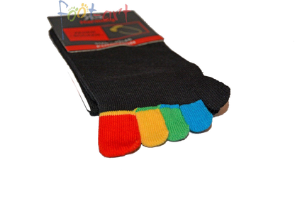 Zehen socken unisex mit Baumwolle geeignet für Damen und Herren bunte Zehensocken in der grundfarbe schwarz