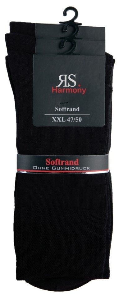 3-15 pairs of socks cotton men's oversize 47-54 black with soft edge or rubber