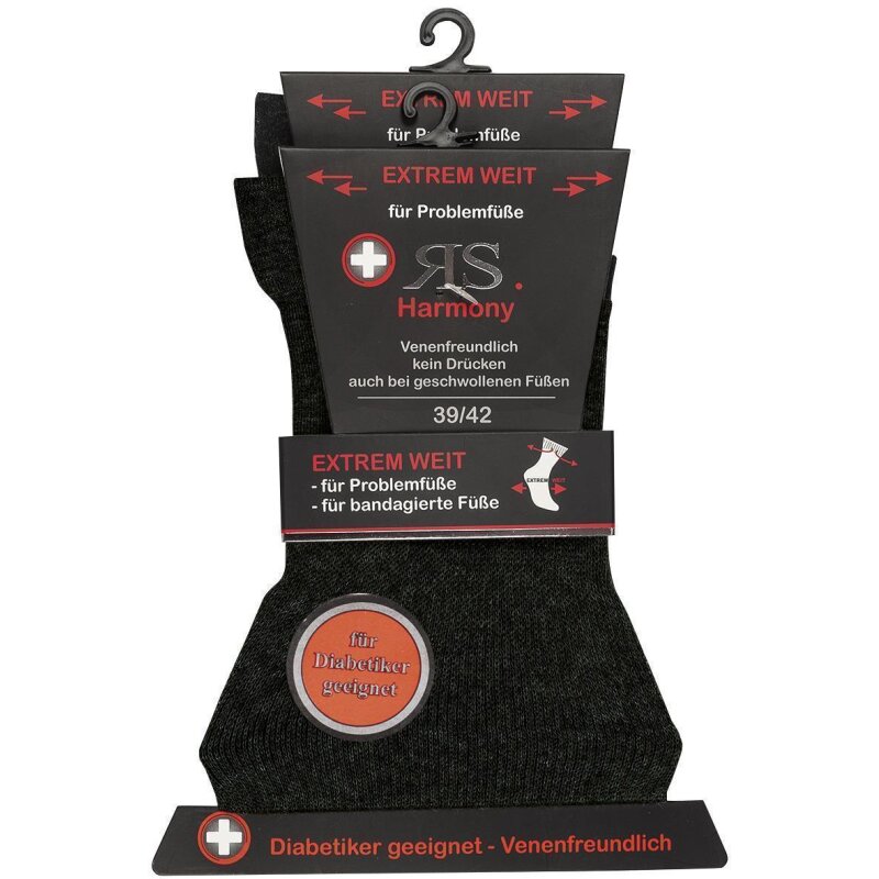 Diabetikersocke in der Farbe anthrazit extrem weit