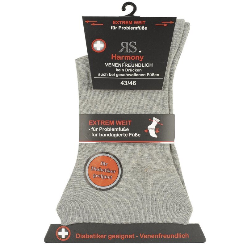 Diabetessocken extrem weit in der Farbe hellgrau