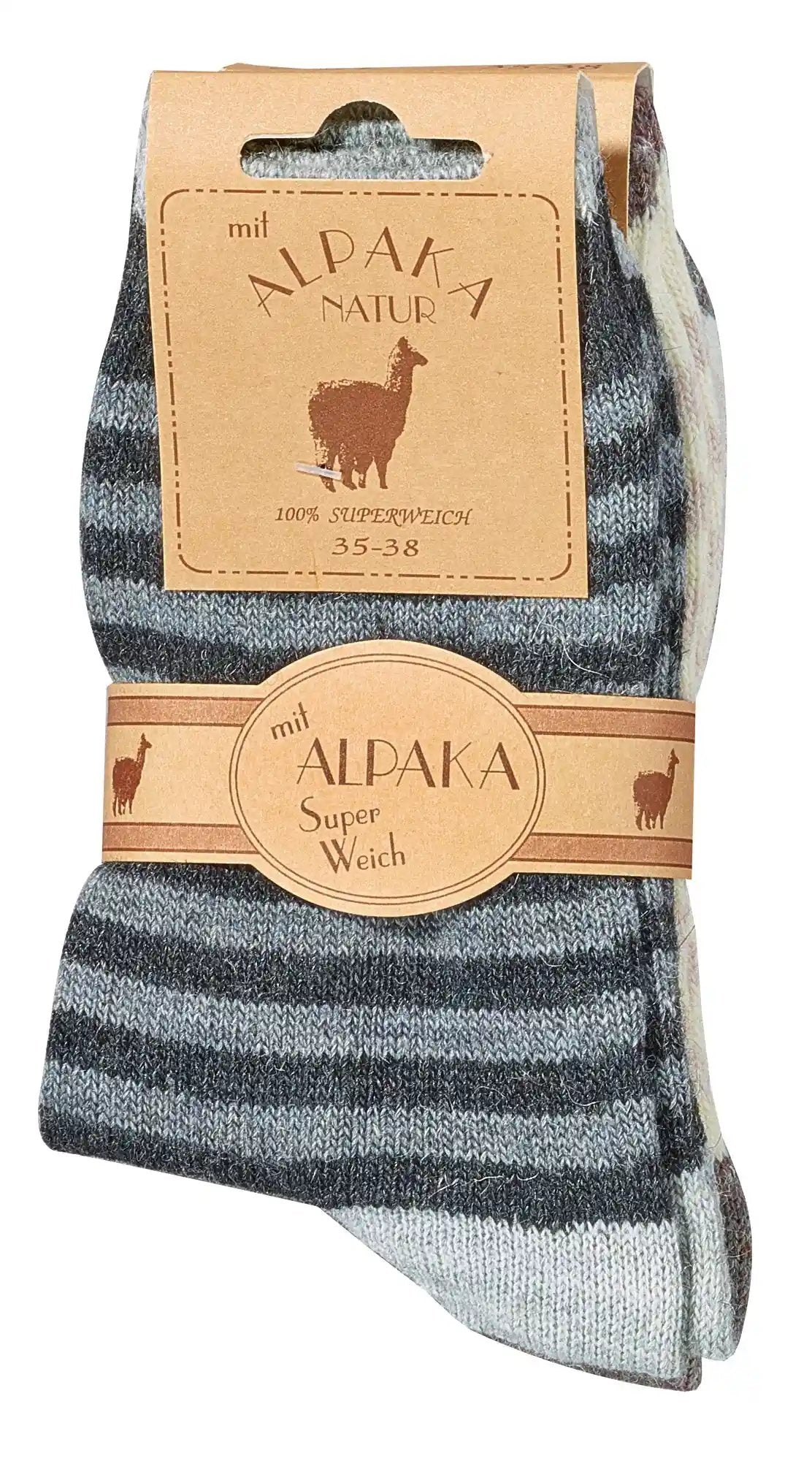 2 Paar Alpaka Söckchen Socken mit Alpakawolle für Kinder, Teenager, Damen