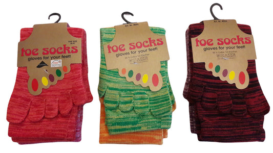 2-4 pares de calcetines con cinco dedos 5 dedos de algodón moteados de colores para mujer