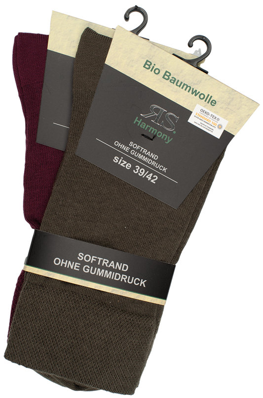 2-10 pairs of socks organic 98% organic cotton organic women's men's socks without rubber khaki/bordeaux