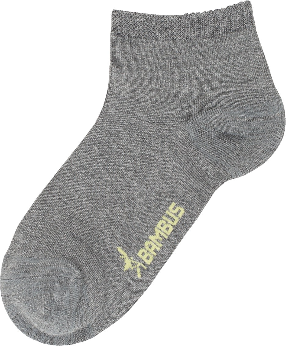 Graue Bambus Viskose Kurzschaftsocken im Melange-Design mit verstärkter Ferse und Zehenbereich, komfortablem Bündchen und atmungsaktiver Eigenschaft