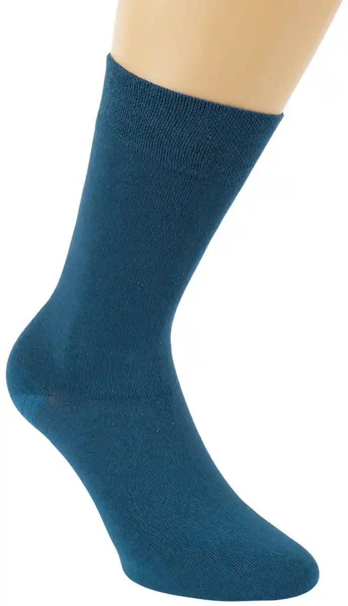 Einzelne petrolblaue Bambus Viskose Socke aus der Kollektion 3-15 Paar bunte farbenfrohe Bambus Viskose Socken unisex, fotografiert auf hellem Hintergrund im Produktstudio