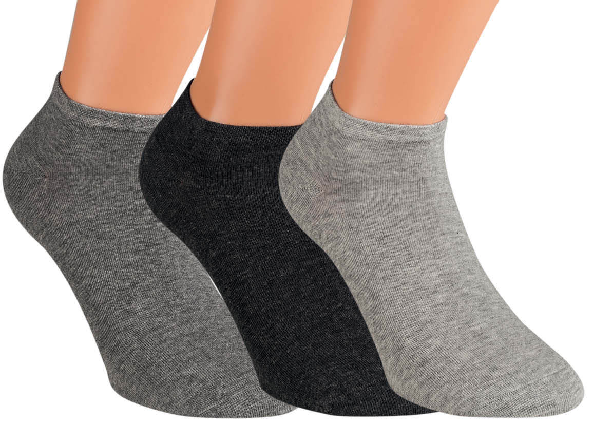 3-15 Paar Sneaker Socken für Damen und Herren in verschiedenen Grautönen, knöchelhoch mit Komfortrand, aus Baumwollmischgewebe mit verstärkter Ferse und Spitze, perfekt für Sport und Alltag