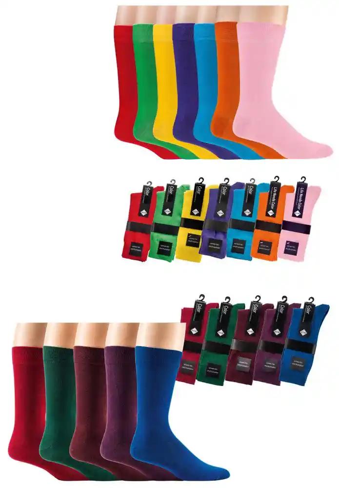 2-10 Paar Herren Anzug Business Socken Color Your Life in verschiedenen leuchtenden Farben wie Rot, Grün, Gelb, Blau, Orange und Pink, ohne Gummi, mit Piqué-Bund, hochwertige Businesssocken in Größe 39-50, einzeln verpackt