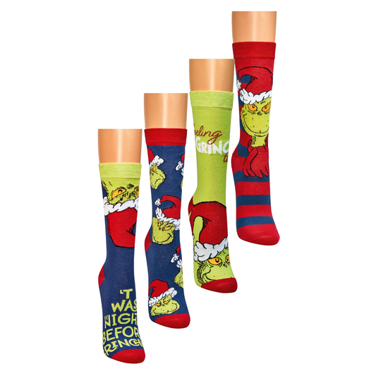 Weihnachtssocken mit The Grinch™ Motiven – Freche Socken für die Weihnachtszeit, Größen 36-41 und 42-47