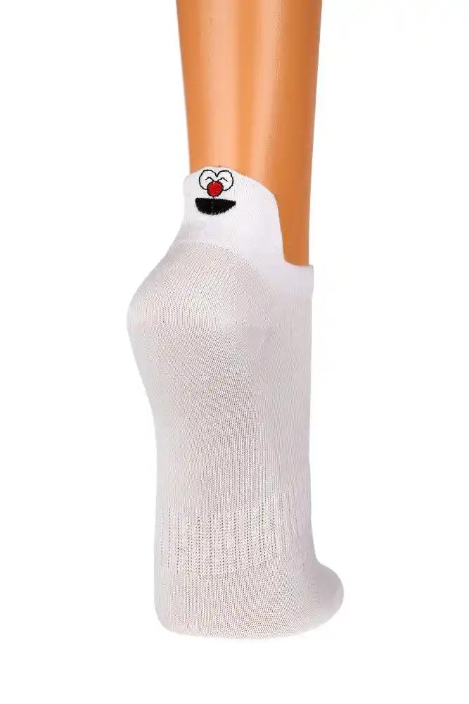 3 Paar Sneaker Socken mit hochgezogener Ferse - weisse Baumwollsocke mit lustigem Smiley-Gesicht an der Ferse, atmungsaktives Pique-Netzgewebe, perfekt für Sneaker und Sportschuhe