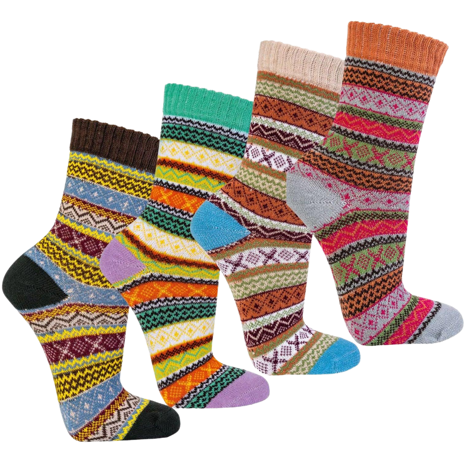 Norwegersocken in der >Übersicht hier in drei Farbgebungen dargestellt. Warme Wintersocken mit hohem Baumwollanteil