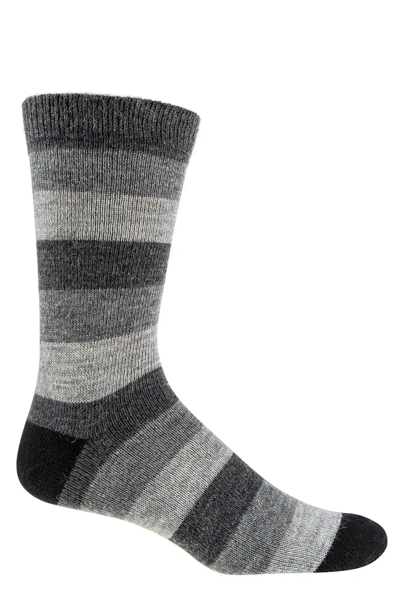 Gestreifte Wollsocken mit Alpaka- und Schafwolle in Grautönen, 3 oder 6 Paar warme Wintersocken mit horizontalen Streifen und elastischem Bund für optimalen Komfort