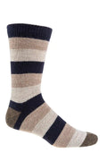 3 or 6 pairs of warm wool socks with alpaca and sheep wool striped natural colors