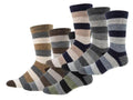3 or 6 pairs of warm wool socks with alpaca and sheep wool striped natural colors