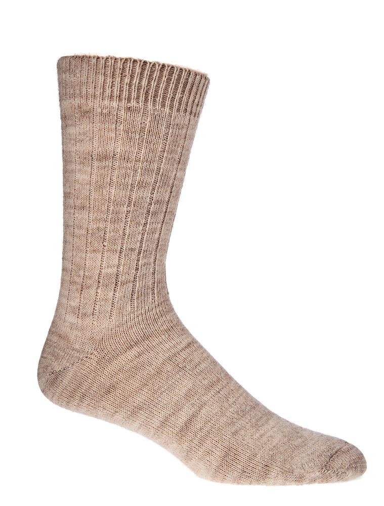 Warme beige Socken mit 65% Schafwolle und 35% Alpakawolle, geripptes Strickmuster, naturlicher Wollsocken fur optimalen Komfort und Warme