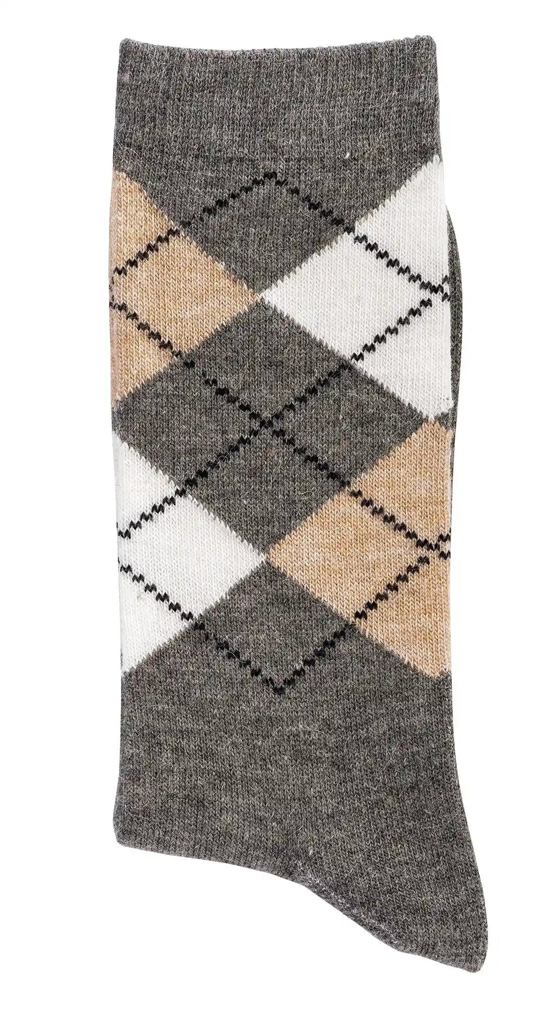 3 or 6 pairs of checked socks with alpaca wool for men and women