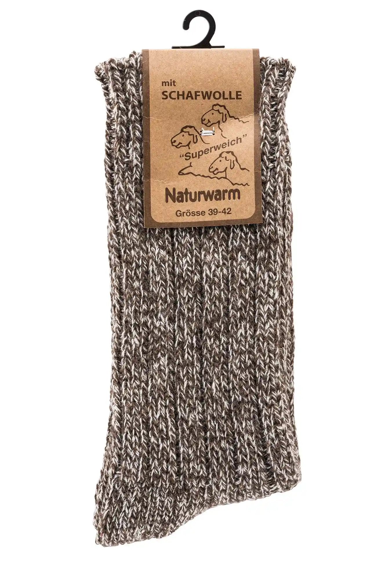 3 oder 6 Paar warme weiche Norweger Socken - Naturwarm Schafwolle Socken in grau-weiss meliert mit Produktetikett, Größe 39-42, mit Wollmischung für optimalen Tragekomfort