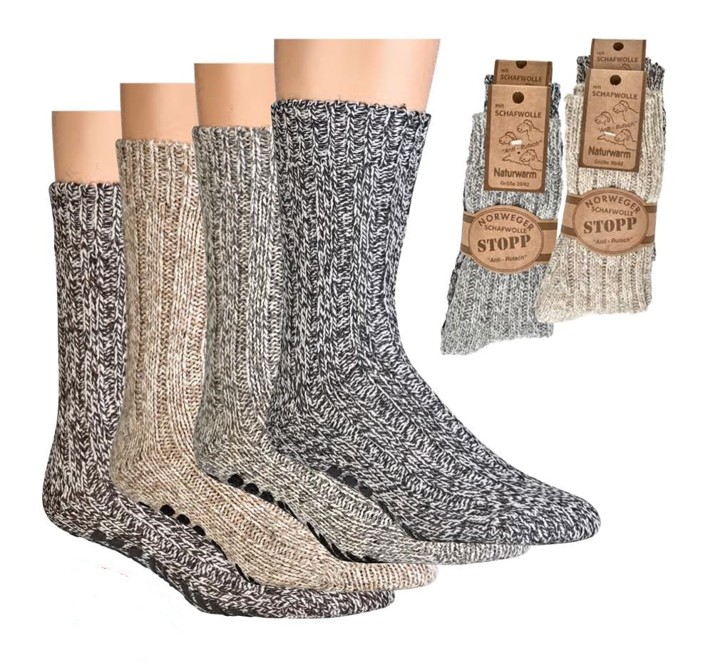 Anti-slip Norwegian socks ABS size. 35 - 50 4 colors 49% wool women men -  foot-art