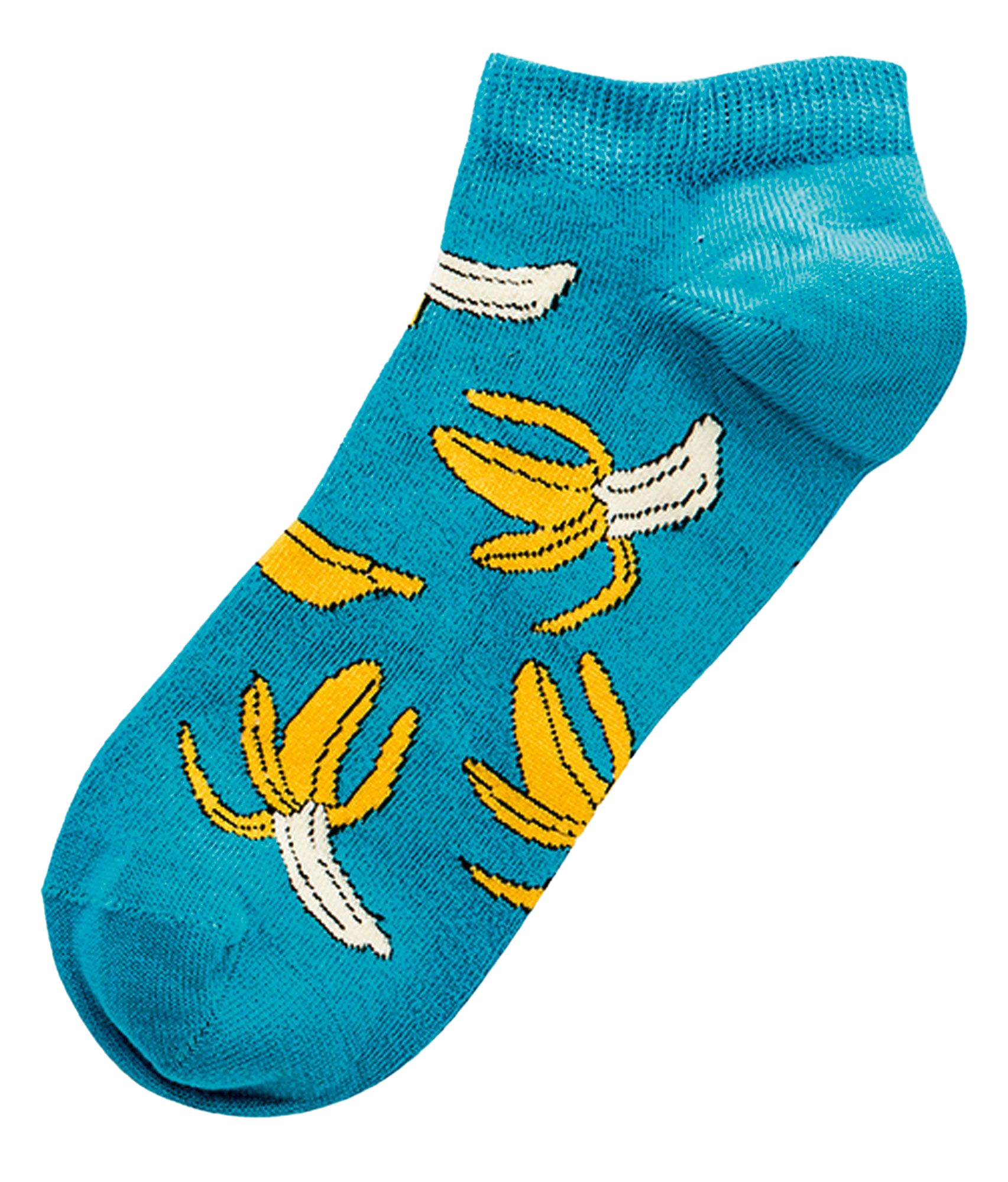 Turkise Baumwoll-Sneakersocken mit lustigen Bananen-Motiven, Teil eines 3er-Sets bunter Fruchte Sneakersocken fur Damen und Teenager, knochelhoch geschnitten