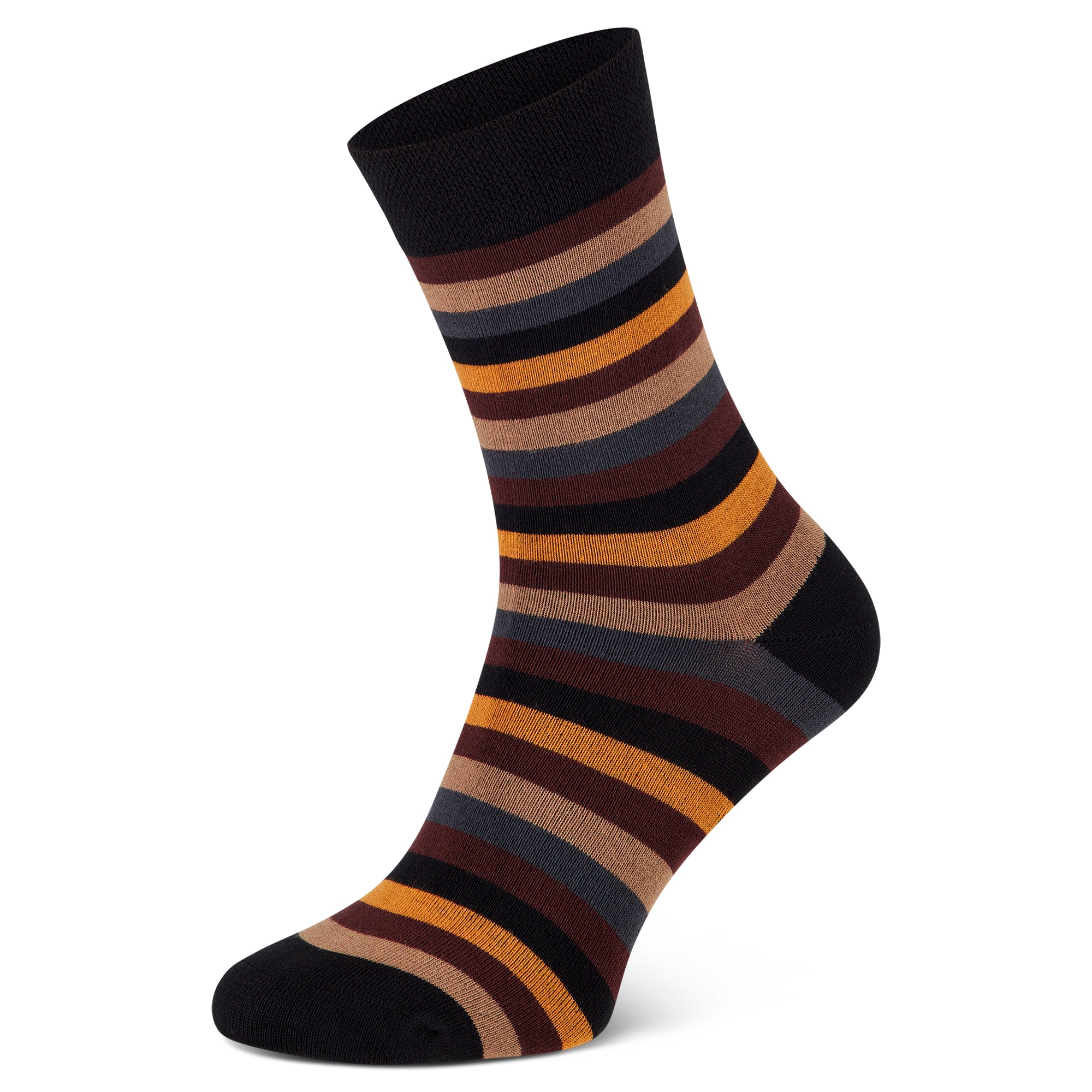 Bambus Viskose Socken mit Ringeln in Braun, Softrand, verstärkte Spitze und Ferse