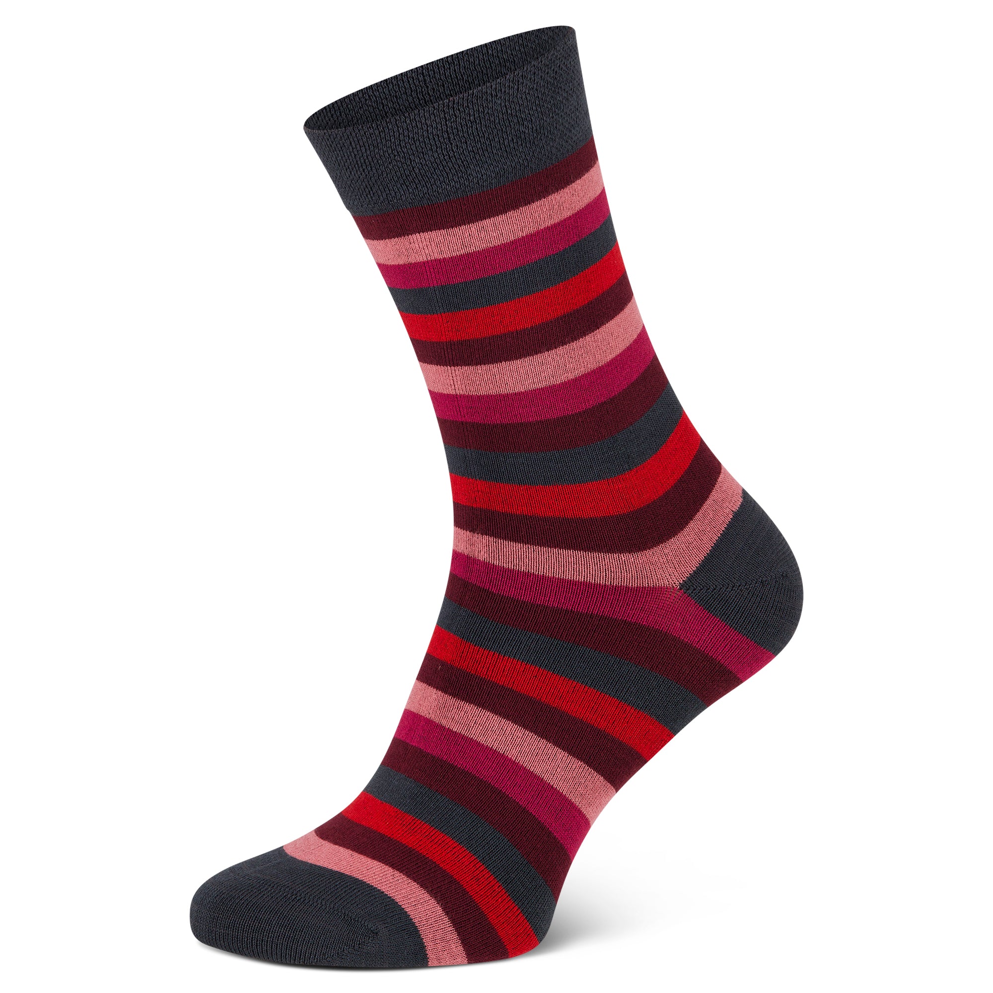 Bambus Viskose Socken mit Ringeln in Rot, Softrand, verstärkte Spitze und Ferse