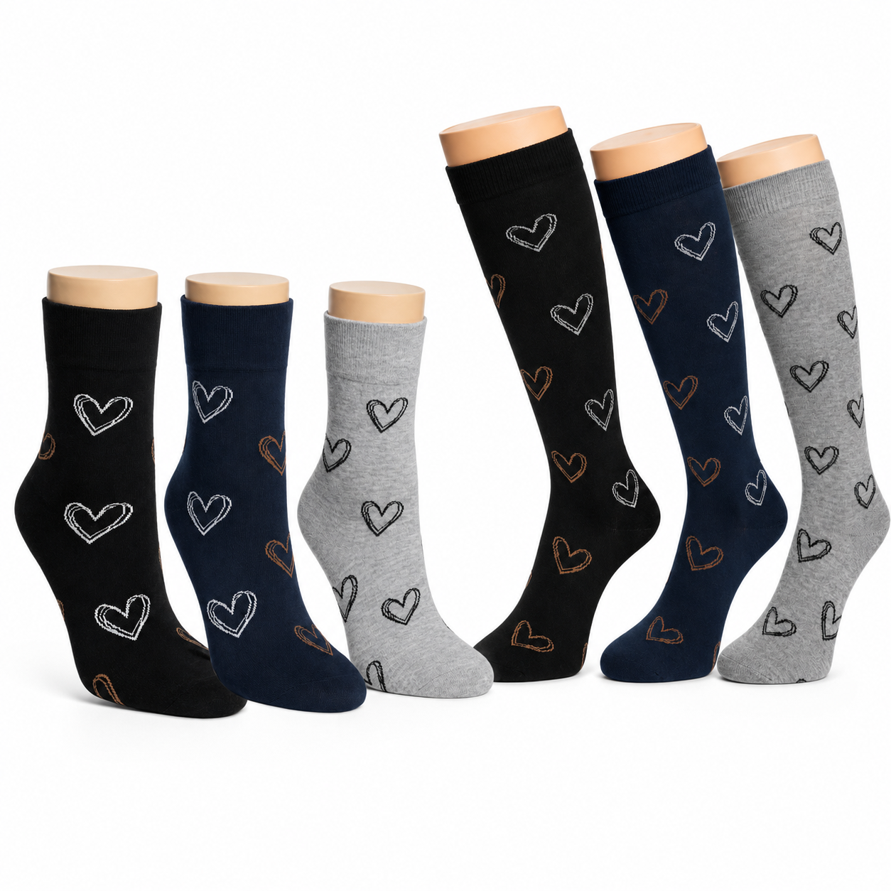 RS Harmony Love Bambus Socken und Kniestrümpfe Damen mit Herzen, 3–6 Paar