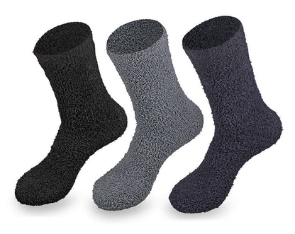 1-3 Paar Herren Männer Kuschelsocken Bettsocken in schwarz, grau und anthrazit, flauschige Wellnesssocken für Übergrößen 39-50, warm und komfortabel aus Polyester und Elasthan