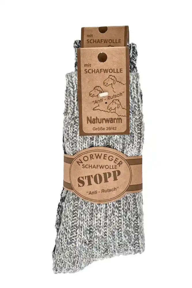 Norwegersocken naturwarm mit Schafwolle Anti Rutsch