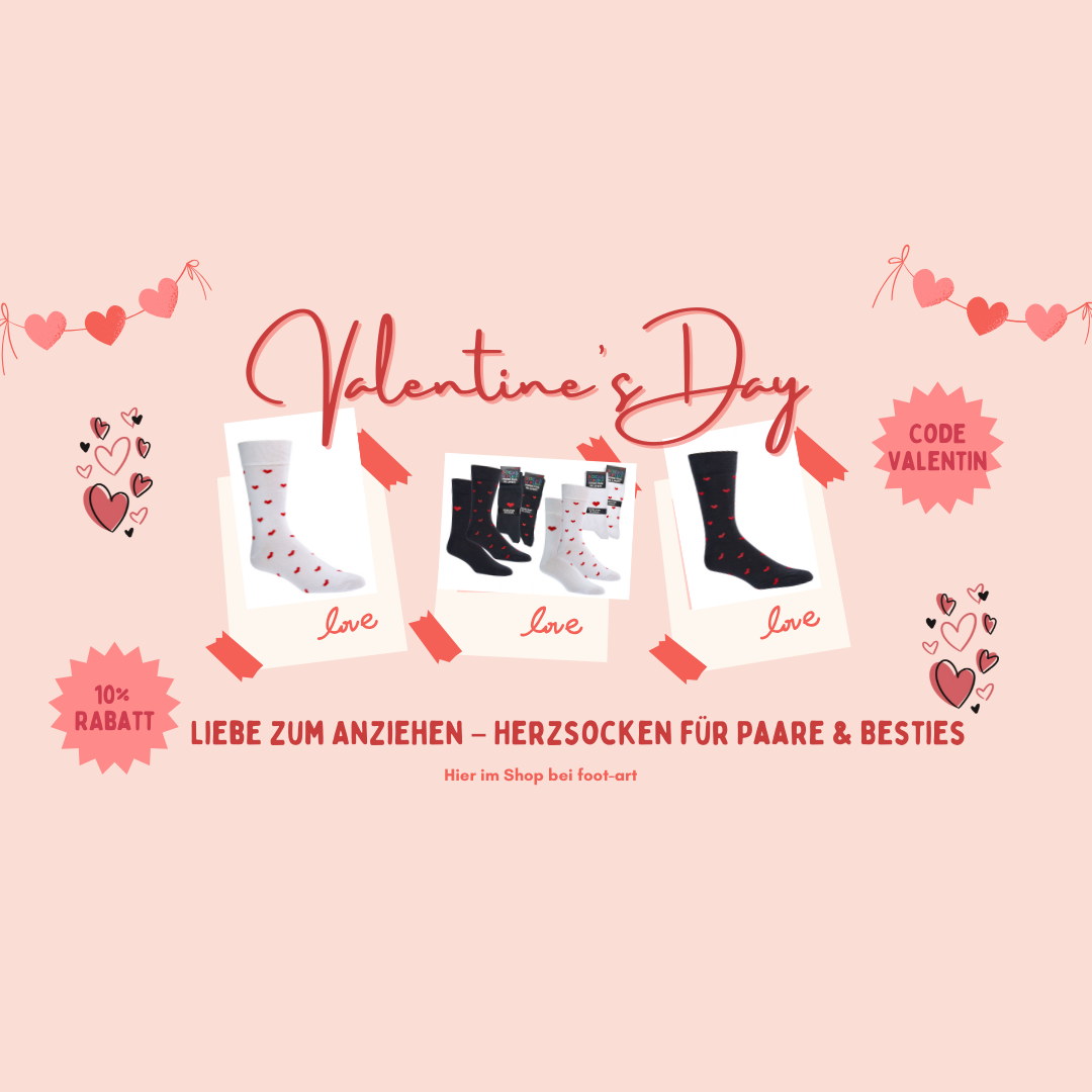 Socken mit Herzchen für Verliebte zum Valentinstag