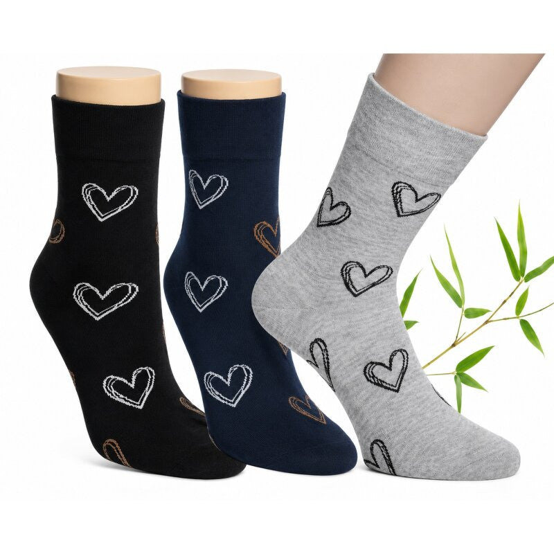 RS Harmony Love Bambus Socken und Kniestrümpfe Damen mit Herzen, 3–6 Paar