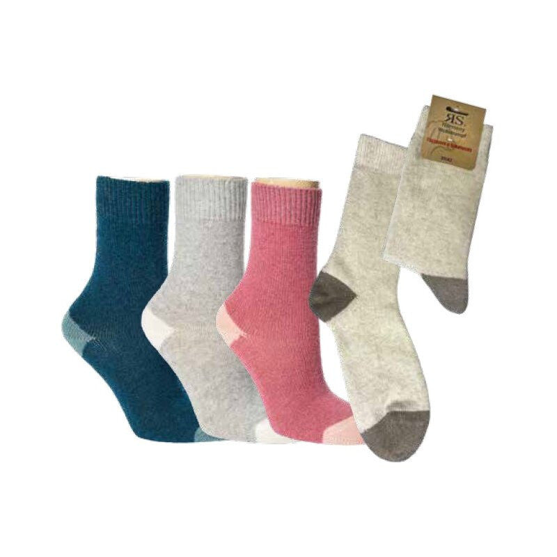 RS Harmony Premium Merino Kaschmir Wollsocken Damen in Petrol Beere Silber und Natur