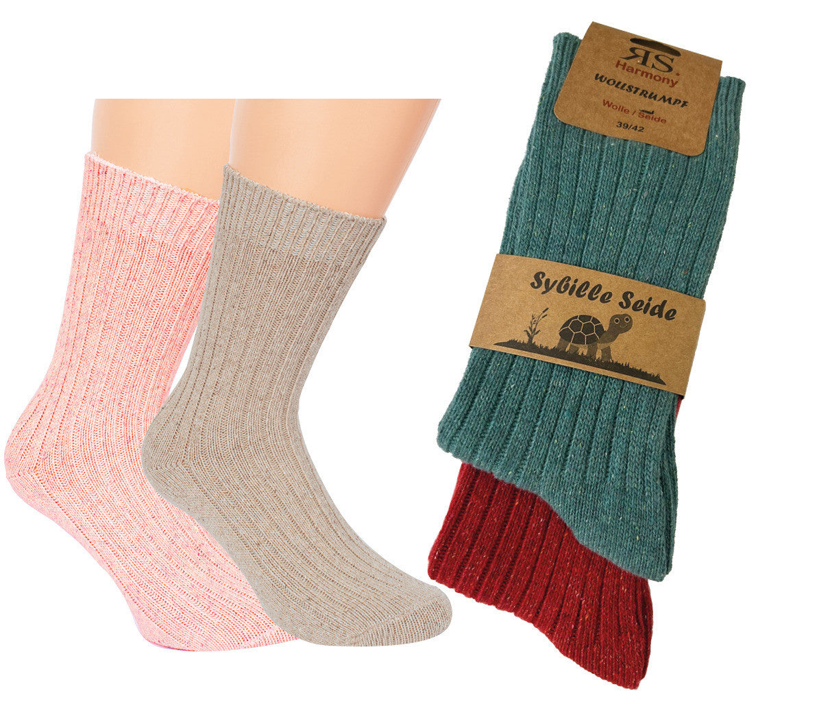 RS Harmony Wollsocken für Damen mit Merinowolle und Seide im Farbmix