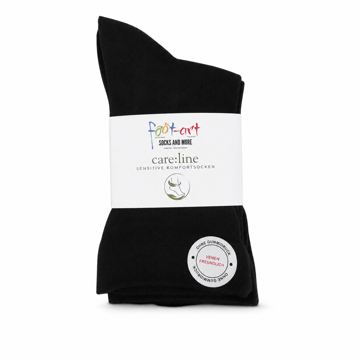 foot-art care line Diabetikersocken Schwarz mit extra weitem Komfortbund und flacher Zehennaht