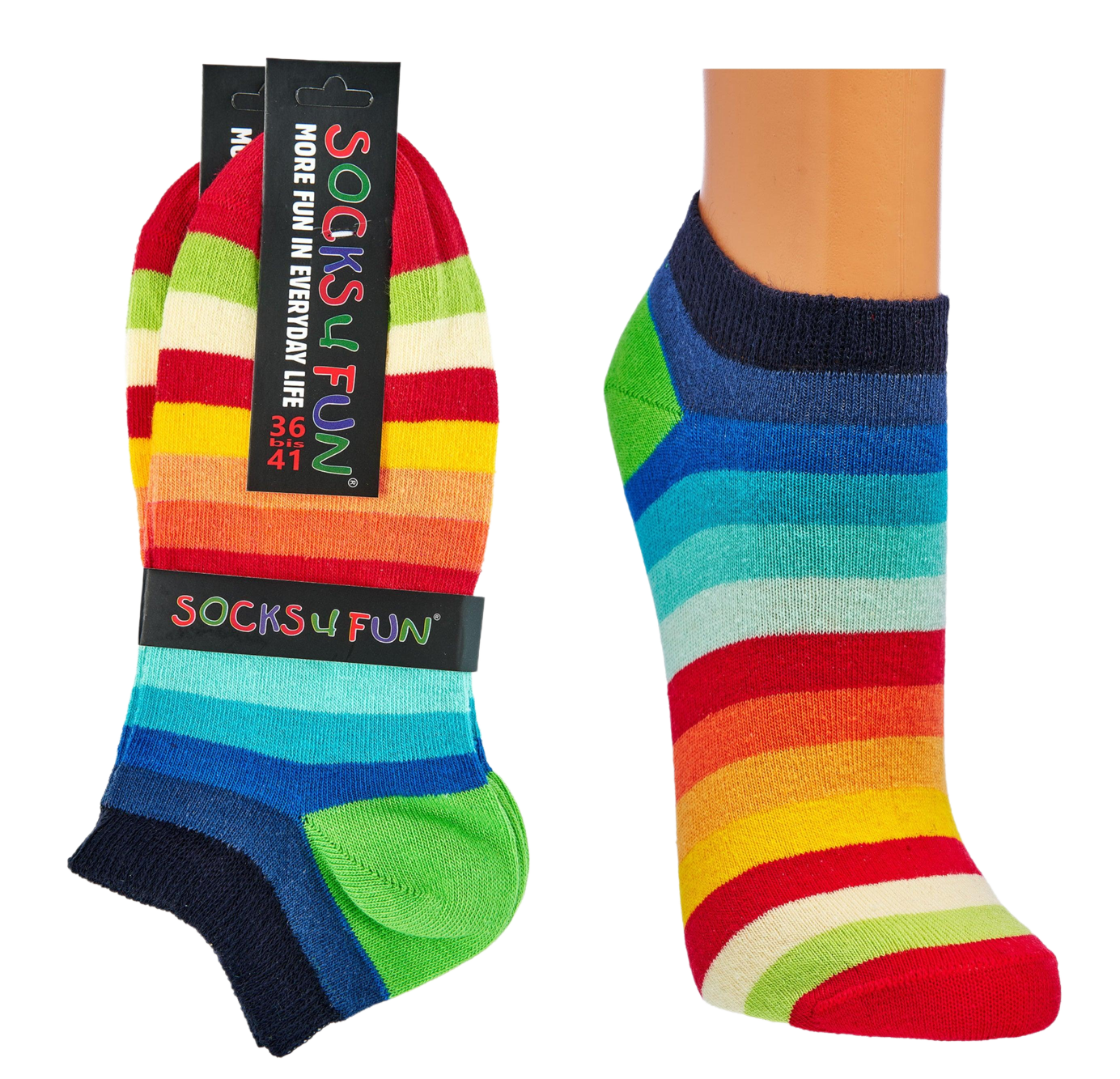 2 Paar Regenbogen Sneaker Socken Baumwolle Unisex LGBTQ Rainbow Toleranz