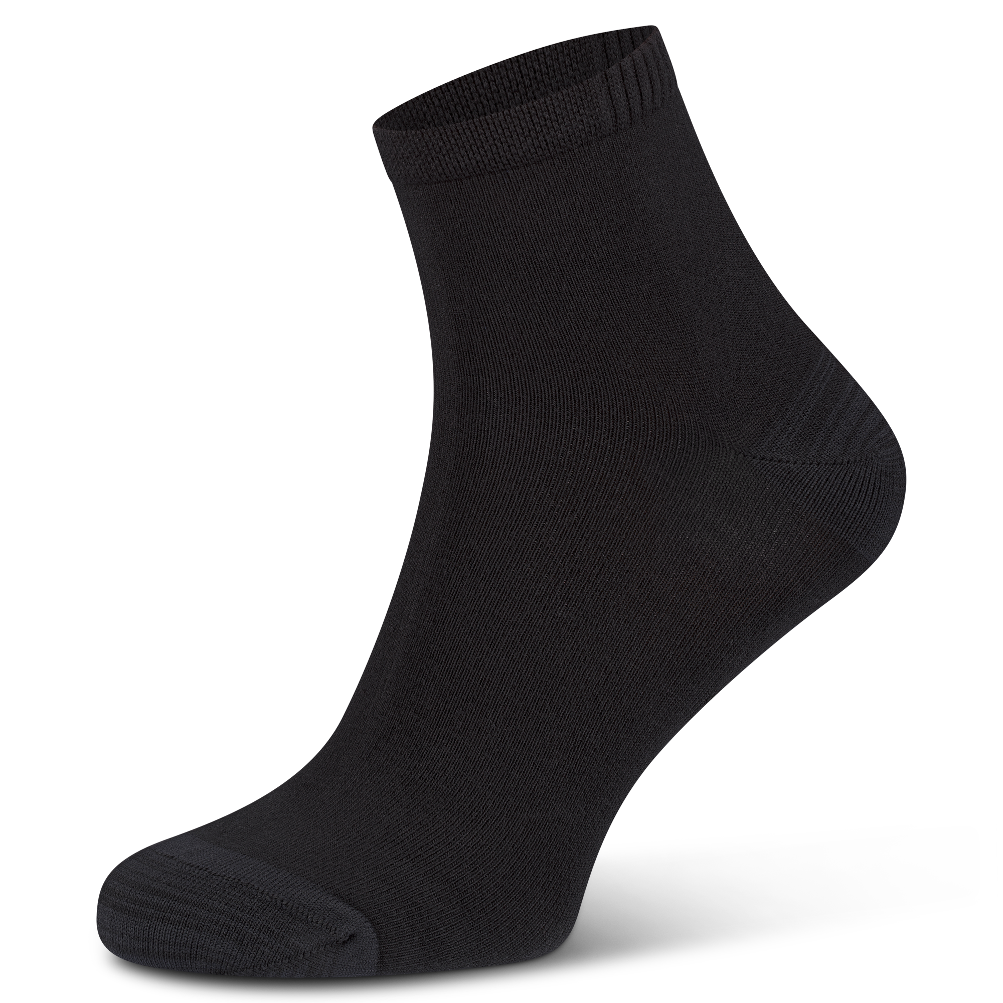 Einzelansicht der schwarzen bamboo:line Kurzschaft Socken aus Bambus Viskose mit feiner Strickstruktur