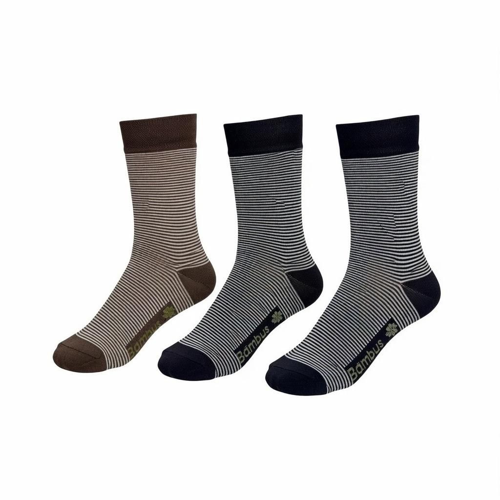 Bambus Viskose Socken mit feinen Ringeln, Unisex Mehrpaar Pack, Softrand Komfortbund, 3er Set Motiv