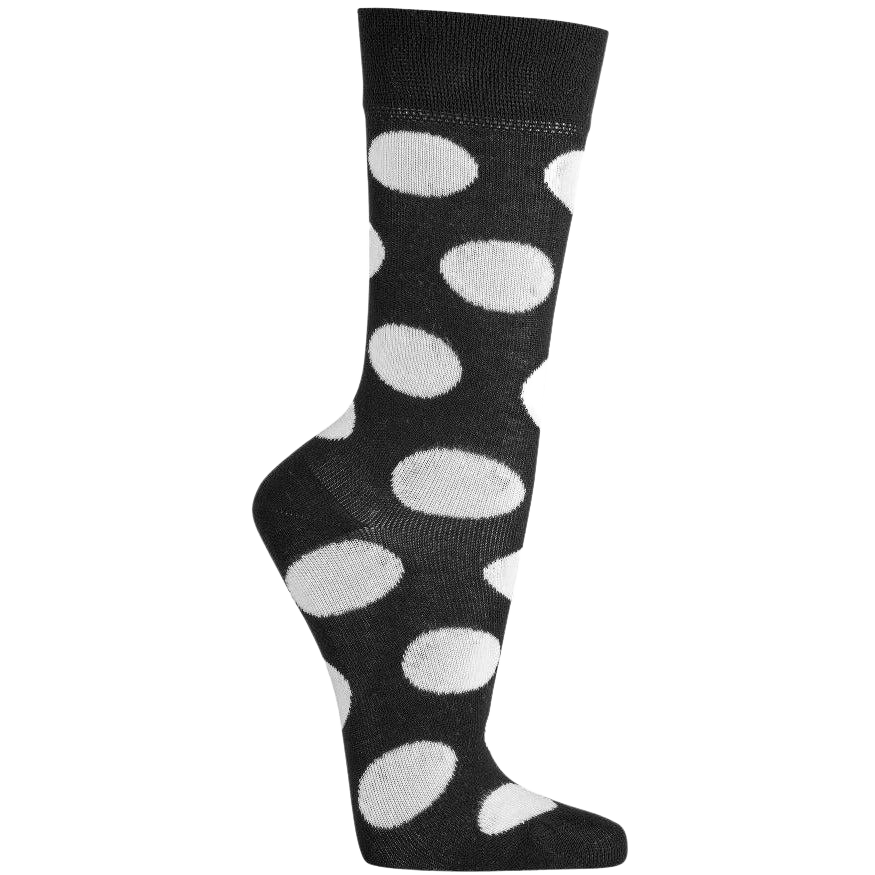 Black & White Bambus Viskose Socken für Damen mit großen weißen Punkten auf schwarzem Grund