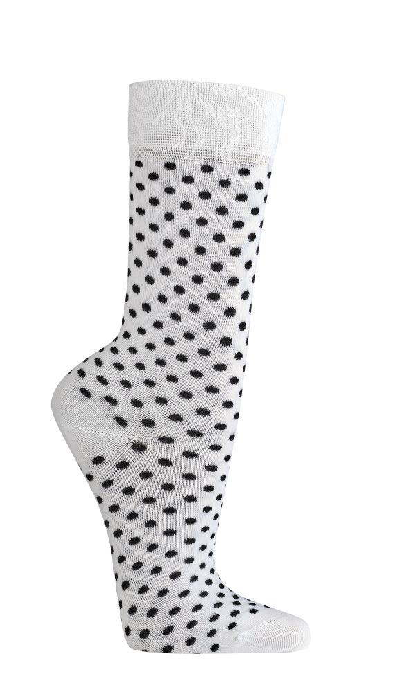 Weiße Bambus Viskose Socken für Damen mit schwarzen Punkten im Black & White Look