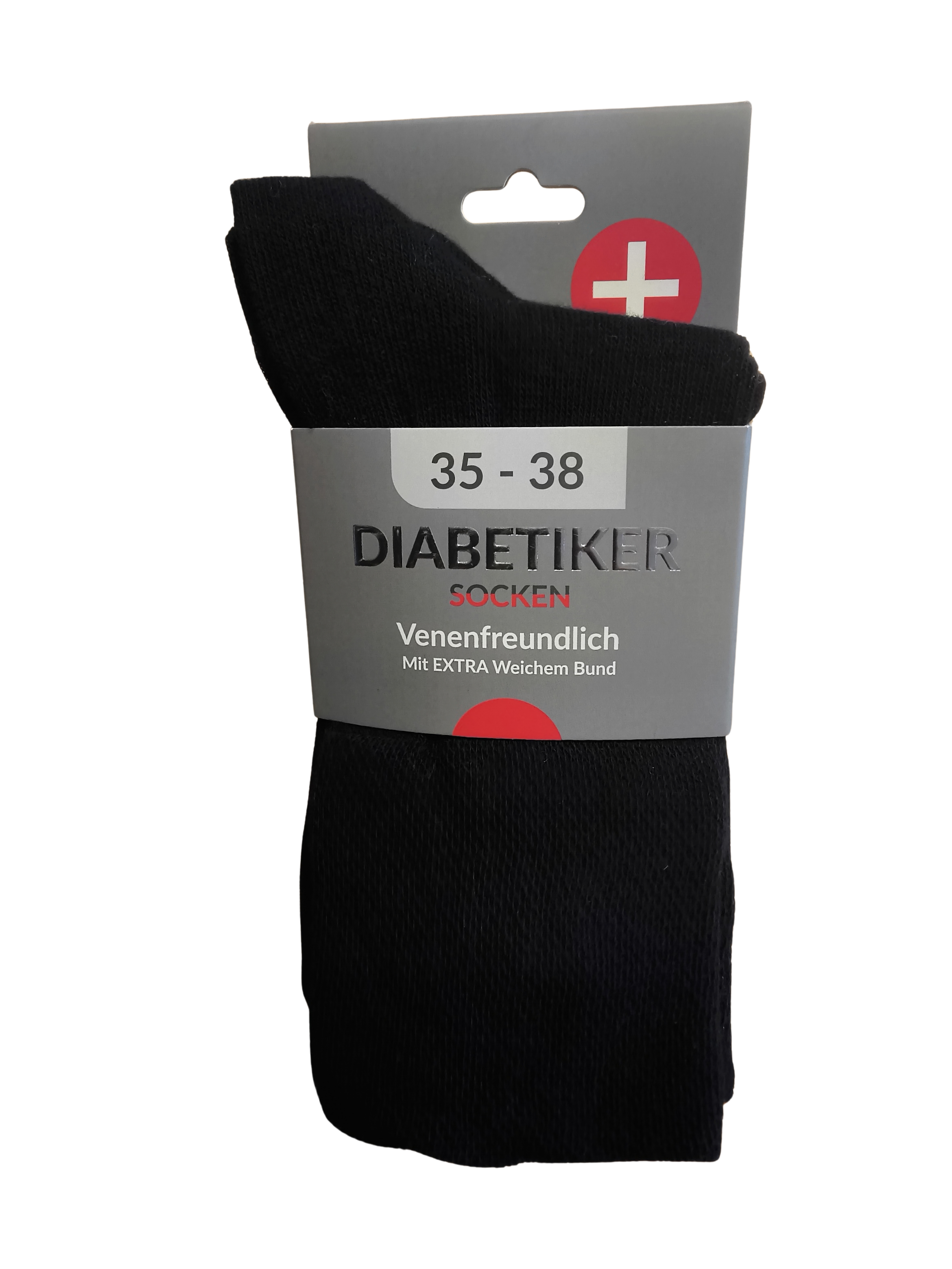 Schwarze Diabetiker Socken foot-art care:line in Verpackung, Normalschaft, 97% Baumwolle, Größe 35-38