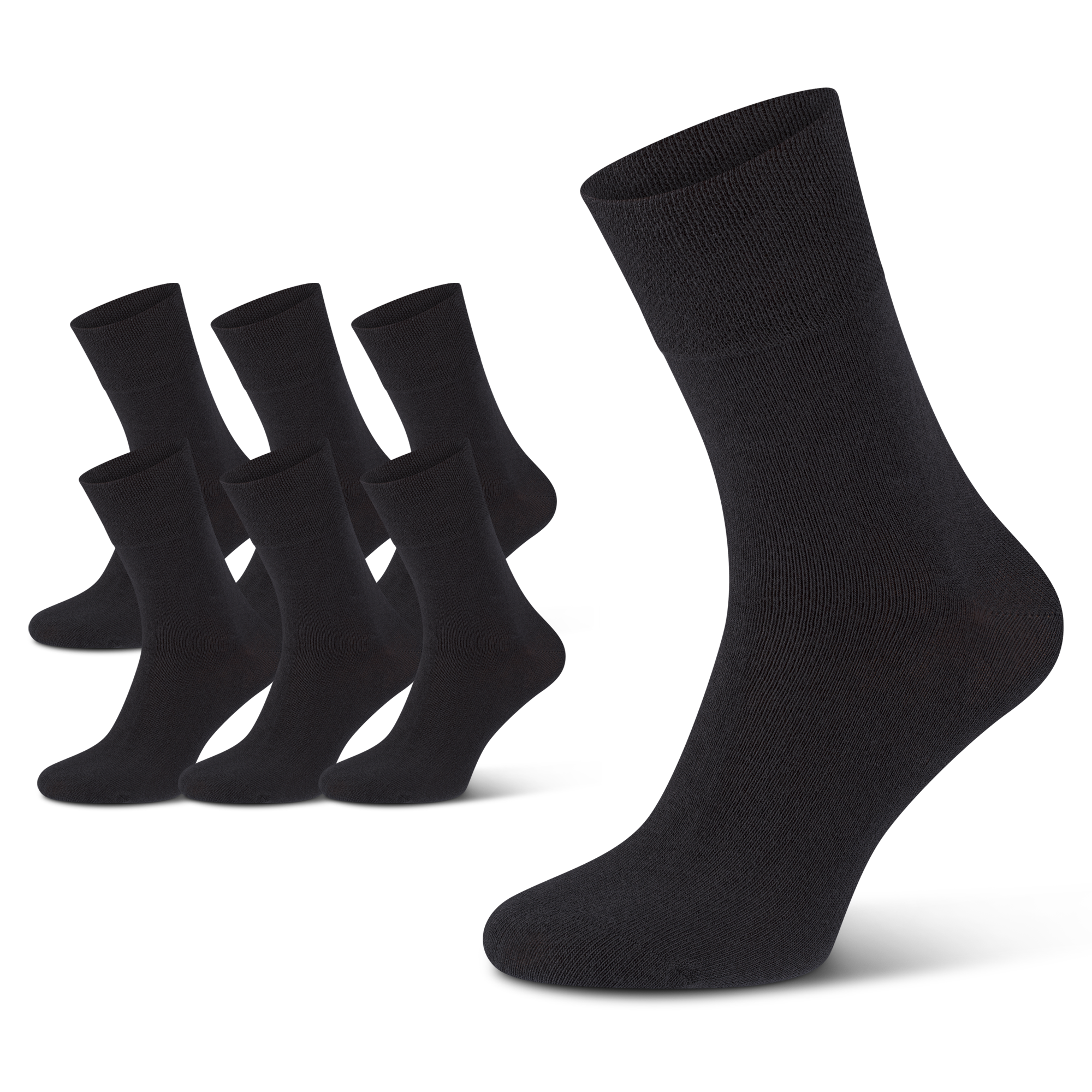 Schwarze Diabetikersocken im 6 Paar Set für Damen und Herren