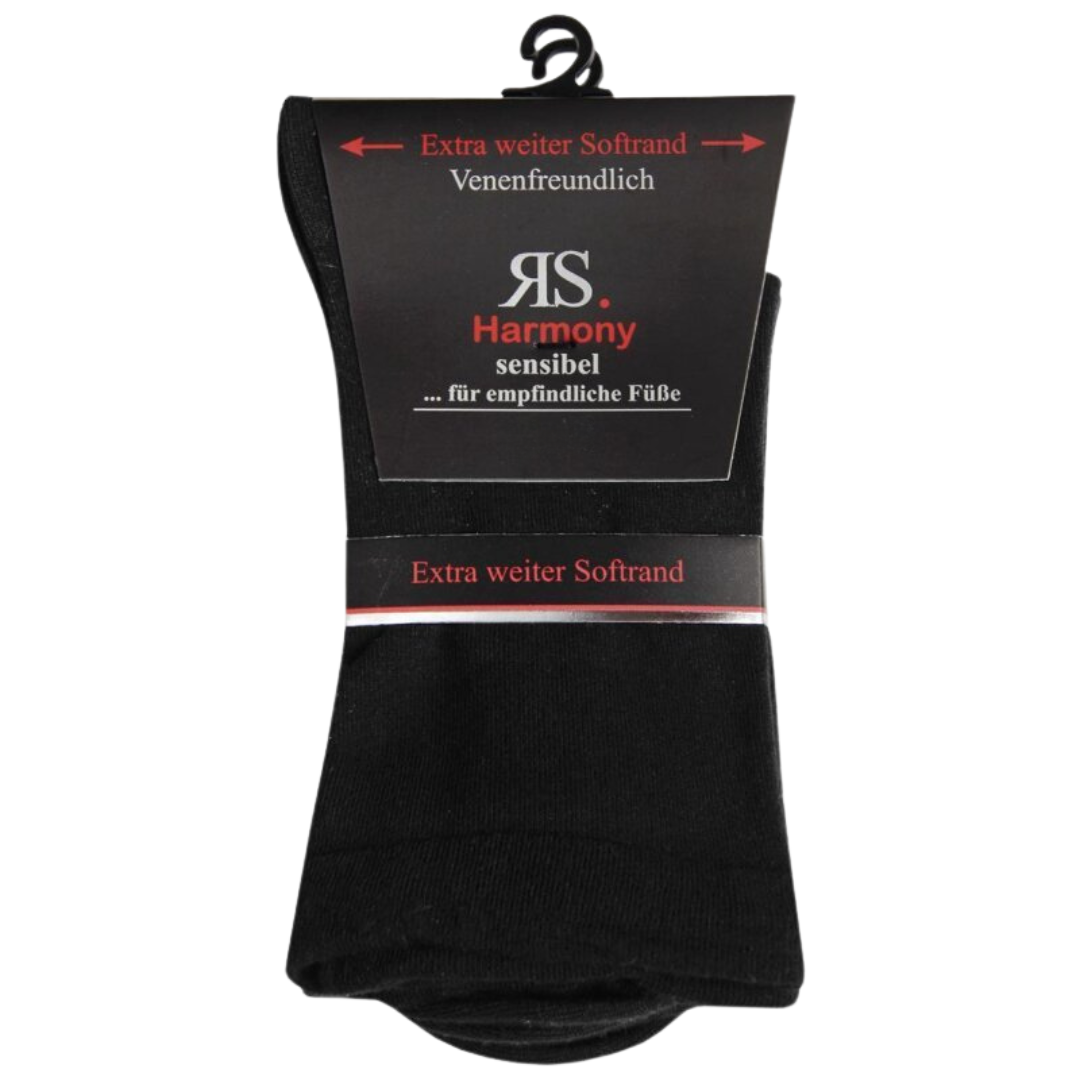 Schwarze Diabetiker Socken mit extra weitem Softbund in Übergröße 47/50 bis 50/52