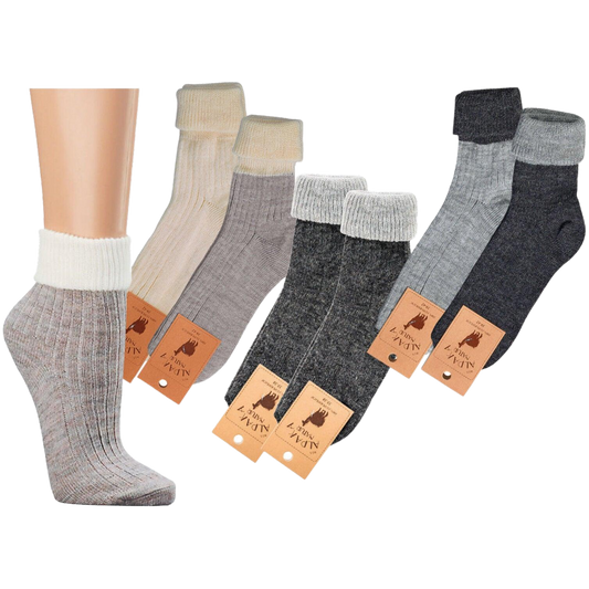 2 Paar warme Winter Wollsocken mit 35% Wolle und 20% Alpakawolle Umschlag Socken Damensocken Herrensocken